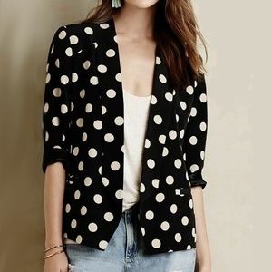 Anthropologie Black and White Polka Dot Blazer Size 6